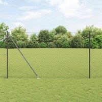 Berkfield Home Chain Link Fence with 7 Spike Posts 1.6x10 m Galvanised Steel in Grey