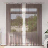 Berkfield Home Voile Curtains with Tab Top 2 pcs Brown