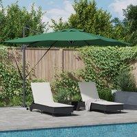 Berkfield Home Cantilever Roma Parasol with LEDs - Green, 286 x 285 x 270 cm Aluminium in Green