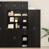 Berkfield Home Slim Storage Cabinet Black Oak 30x42.5x225 cm Engineered Wood