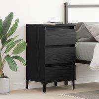Berkfield Home Bedside Cabinet with Metal Leg Black Oak 40x35x69 cm | Size: 40 x 35 x 69 cm