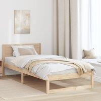Berkfield Home Bed Frame Natural Solid Pine Wood 90 x 190 cm Convertible in Beige