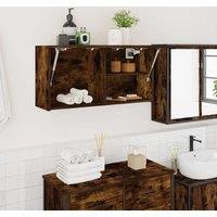 Berkfield Home Bathroom Wall Cabinet Smoked Oak 80x25x40 cm Engineered Wood in Brown | Size: 80 x 25 x 40 cm