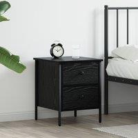 Berkfield Home Bedside Cabinet Black Oak 40x42x50 cm Engineered Wood | Size: 40 x 42 x 50 cm