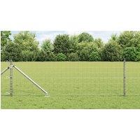 Berkfield Home Euro Fence with 13 Spike Posts 0.6x50 m Galvanised Steel in Silver