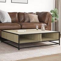 Berkfield Home Coffee Table Sonoma Oak 100x100x30 cm Engineered Wood & Metal in Brown | Size: 100 x 100 x 30 cm