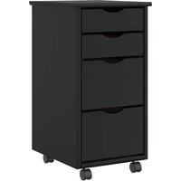 Berkfield Home Rolling Cabinet with Drawers MOSS Black Solid Wood Pine