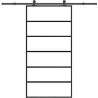 Berkfield Home Sliding Door with Hardware Set 102x205 cm ESG Glass&Aluminium in Black