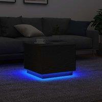 Berkfield Home Coffee Table with LED Lights Black Oak 50x50x40 cm | Size: 50 x 50 x 40 cm