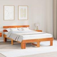 Berkfield Home Bed Frame with Headboard Wax Brown 160x200 cm Solid Wood Pine
