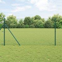 Berkfield Home Welded Wire Fence with 7 Posts Green 1.2x10 m Steel
