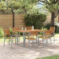 Berkfield Home 7 Piece Garden Dining Set Solid Wood Acacia & Metal in Grey