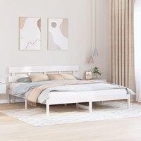 Berkfield Home Bed Frame with Headboard White 200x200 cm Solid Wood Pine