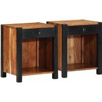 Berkfield Home Bedside Cabinets 2 pcs 40x35x50 cm Solid Wood Acacia in Brown | Size: 40 x 35 x 50 cm