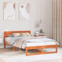 Berkfield Home Bed Frame Wax brown Solid Pine wood 135 x 190 cm Simple