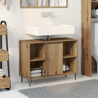 Berkfield Home Bathroom Vanity Unit Artisan Oak Engineered Wood Medium in Brown