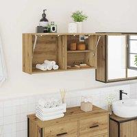Berkfield Home Bathroom Wall Cabinet Artisan Oak 80x25x40 cm Engineered Wood in Brown | Size: 80 x 25 x 40 cm
