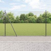 Berkfield Home Welded Wire Fence with 13 Flanged Posts Grey 1.5x25 m Steel