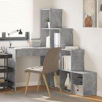 Berkfield Home Corner Desk with Shelf with Storage Concrete grey 101.5 x 149.5 x 149.5 cm