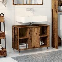Berkfield Home Rustic Bathroom Vanity Old Wood Solid Wood Medium Storage in Brown