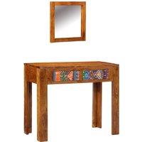 Berkfield Home Dressing Table with Mirror Honey Brown Solid Wood Acacia