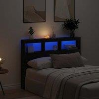 Berkfield Home Headboard Cabinet with LED Black Oak 140x17x102 cm | Size: 140 x 17 x 102 cm
