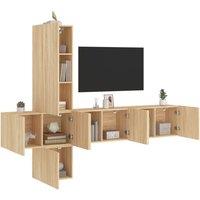 Berkfield Home 5 Piece TV Wall Units Sonoma Oak Engineered Wood in Brown