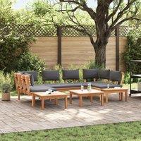Berkfield Home 4-Piece Garden Bench Set with Cushions - Solid Teak Wood in Brown