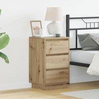 Berkfield Home Bedside Cabinet with LED Artisan Oak 39x34.5x65 cm Engineered Wood in Brown