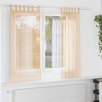 Berkfield Home Voile Curtains with Rod Pockets 2 pcs Sand in Brown