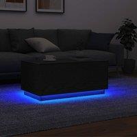 Berkfield Home Coffee Table with LED Lights Black Oak 90x49x40 cm | Size: 90 x 49 x 40 cm