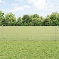 Berkfield Home Welded Wire Fence with 5 U Posts Silver 0.6x10 m Steel
