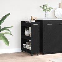 Berkfield Home Rolling Cabinet Black Oak 60x22x79 cm Engineered Wood | Size: 60 x 22 x 79 cm