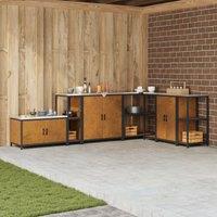 Berkfield Home Kitchen Storage Shelf with Storage Rusty Weathering steel in Brown