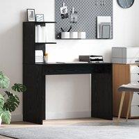 Berkfield Home Black Oak Writing Desk Black Oak MDF, laminate Compact Shelving