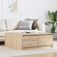 Berkfield Home Coffee Table with Drawers Sonoma Oak 100x100x40 cm in Brown | Size: 100 x 100 x 40 cm
