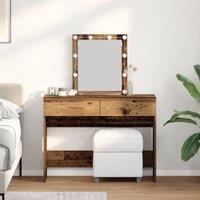 Berkfield Home Dressing Table with Mirror&LED Lights Old Wood Engineered Wood in Brown