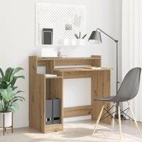 Berkfield Home Desk with Desk Lamps with Shelf with Storage Artisan oak Engineered wood in Brown