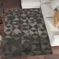 Desire Rugs Hamilton Modern Metallic Sheen Area Rug - Mosaic Geometric Triangle Design in Dark Grey | Size: 60 cm x 220 cm