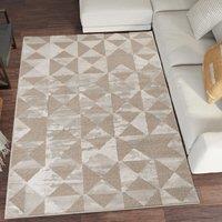Desire Rugs Hamilton Modern Metallic Sheen Area Rug - Mosaic Geometric Triangle Design in Taupe | Size: 160 cm x 230 cm