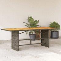 Berkfield Home Garden Table with Acacia Wood Top Grey 190x80x75 cm Poly Rattan | Size: 190 x 80 x 75 cm