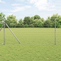Berkfield Home Euro Fence with 13 Posts 1.2x25 m Galvanised Steel in Silver