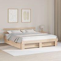 Berkfield Home with Drawer with Headboard with Storage Brown 180 x 200 cm Solid pine wood