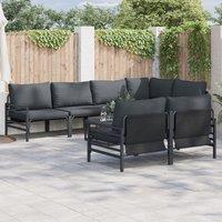 Berkfield Home Garden Sofa Set with Cushion with Pillow 7 pcs Anthracite Steel & Fabric