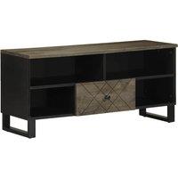 Berkfield Home TV Cabinet Black 100x33x46 cm Solid Wood Mango | Size: 100 x 33 x 46 cm