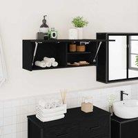 Berkfield Home Bathroom Wall Cabinet Black 80x25x30 cm Engineered Wood | Size: 80 x 25 x 30 cm