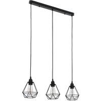 Ceiling Lamp with Diamond Design Black 3 x E27 Bulbs