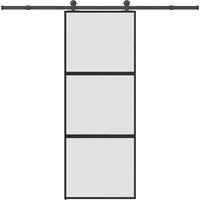 Berkfield Home Sliding Door with Hardware Set 76x205 cm Tempered Glass&Aluminium in Black