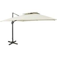 Berkfield Home Cantilever Garden Parasol with Double Top 300x300 cm Sand in White