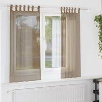Berkfield Home Voile Curtains with Loops 2 pcs Light Brown 140x140 cm